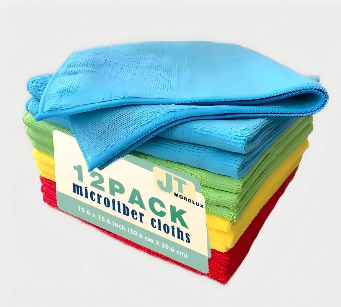 12 Pack 16'x16' Microfiber Household Cleaning Cloths Multi-Purpose, Machine Washable, Absorbent Towels for Kitchen, Car, Home Appliances (Set of 12)